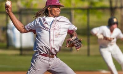Richard R. Barron | The Ada News - Ada junior Kaden Cooper pitched seven superb innings against in the Cougars’ tough 2-1 loss to a talented Blanchard team Tuesday night at Cougar Field. He struck out five, didn’t walk a batter and allowed just one earned run and three hits.