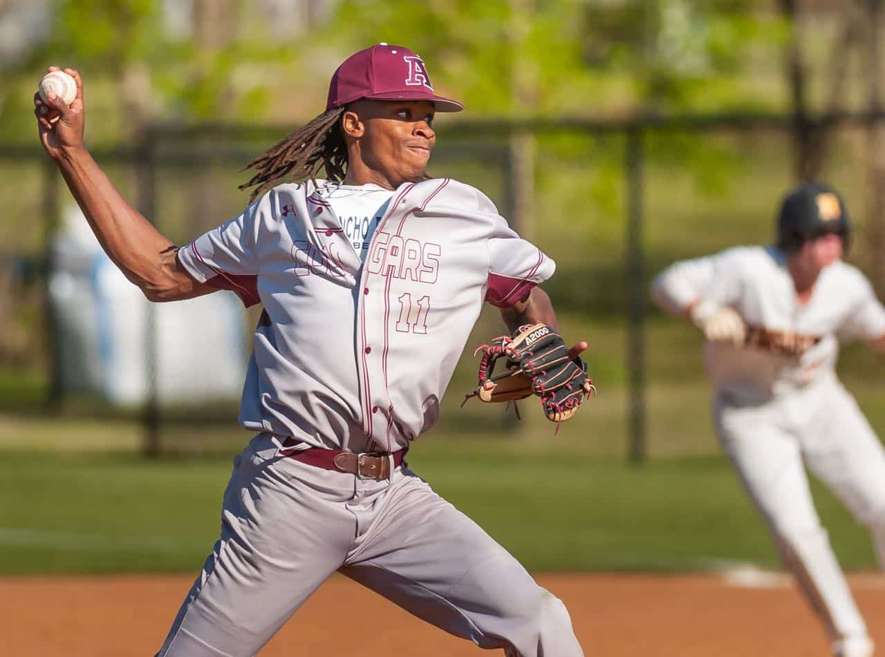 Richard R. Barron | The Ada News - Ada junior Kaden Cooper pitched seven superb innings against in the Cougars’ tough 2-1 loss to a talented Blanchard team Tuesday night at Cougar Field. He struck out five, didn’t walk a batter and allowed just one earned run and three hits.