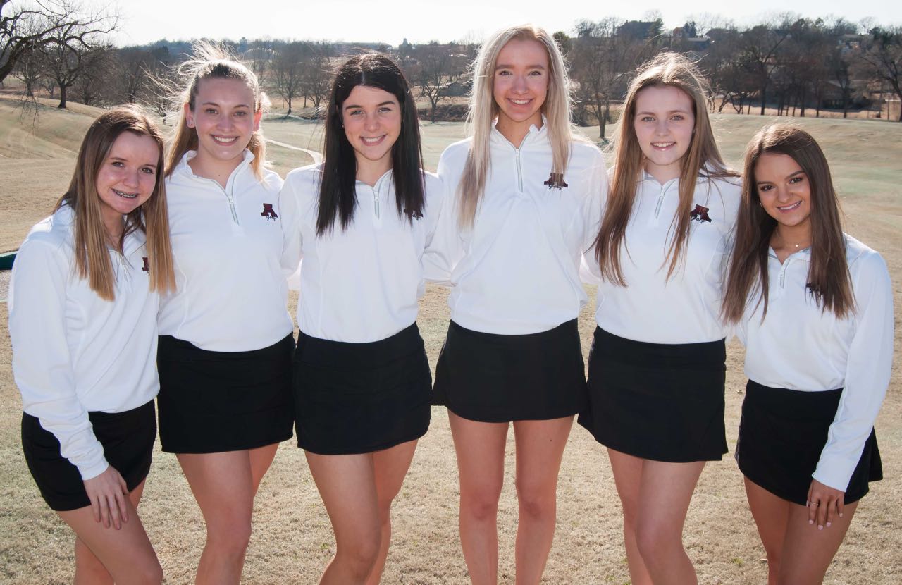 Richard R. Barron | The Ada News Members of the 2021 Ada High School golf team include, from left to right: Ava Patterson, Kate McCortney, Emily Kemp, Ava Manwell, Kylie Cutler and Lexie Inslee. Ava Patterson (Fr) Kate McCortney (Fr) Emily Kemp (So) Ava Manwell (Fr) Kylie Cutler (Jr.) Lexie Inslee (So)