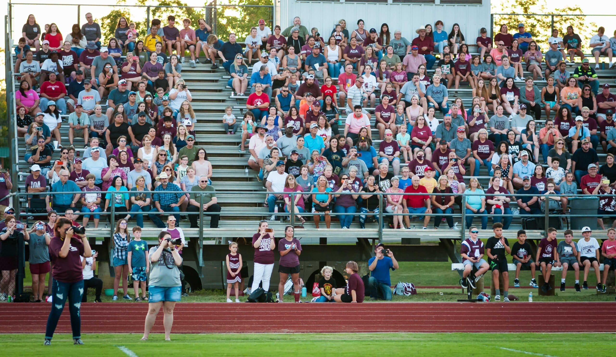 Richard R. Barron | The Ada News -- Fans of Ada athletics packed into the stands at the Craig McBroom Football Complex for the first-ever Fall Cougar Preview.