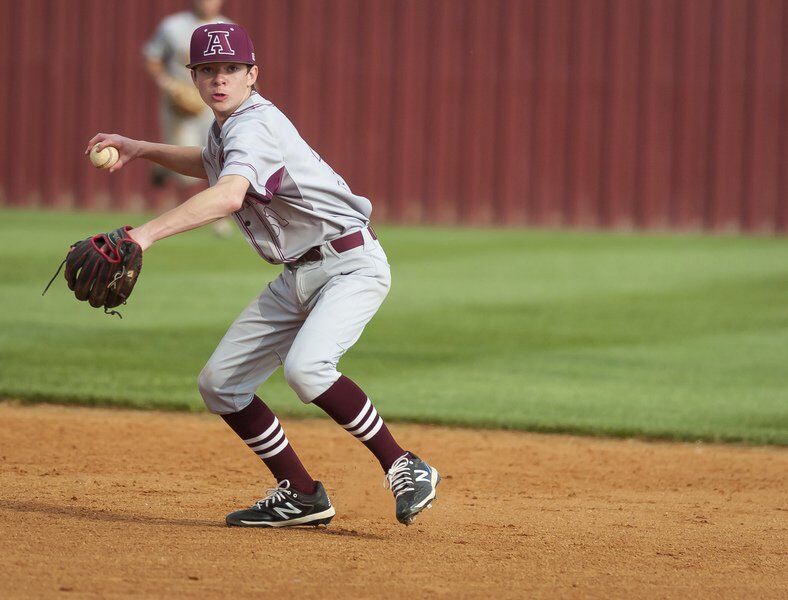 Richard R. Barron - The Ada News -- Ada second baseman Hunter McDonald was involved in seven putouts during the Cougars’ 13-0 five-inning run-rule victory at Plainview Tuesday night.