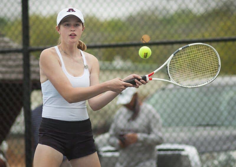 Richard R. Barron - The Ada News -- Ada junior Macy Lowrance outlasted Carl Albert’s Rylee Reese 6-2, 1-6, 11-9 to capture third place Saturday at the Class 5A Public School Championships.