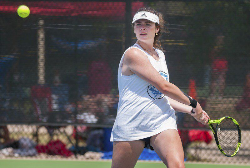 Richard R. Barron | The Ada News -- Ada sophomore Ava Bolin and partner Ahna Redwine finished as runners-up in No. 2 Doubles at the Class 5A State Tournament last weekend at the Oklahoma City Tennis Center.