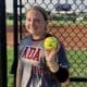 Ada freshman Bradi Odom shows off the ball after she cranked a two-run homer in the Lady Cougars’ district matchup with Classen SAS Monday evening.